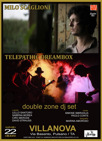 Milo Scaglioni e Telepathic Dreambox in concerto sabato 22 ottobre a Pulsano