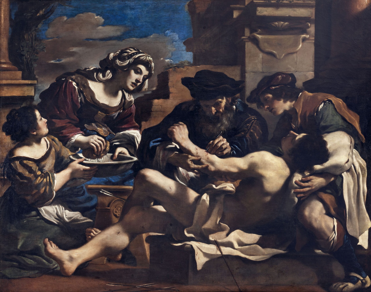 Guercino, San Sebastiano curato da Irene, 1619