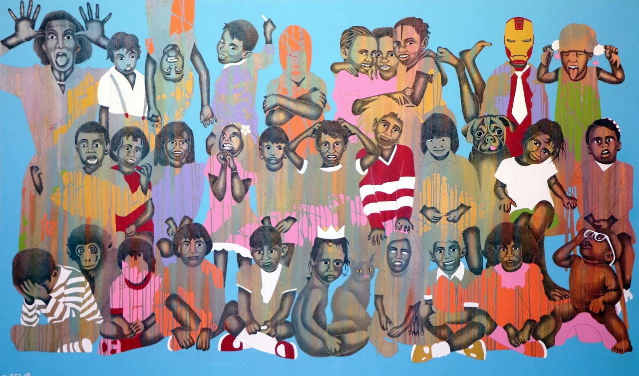 3. Samuel Gelas Portrait de classe II 2019 Pierre noire et acrylique sur toile