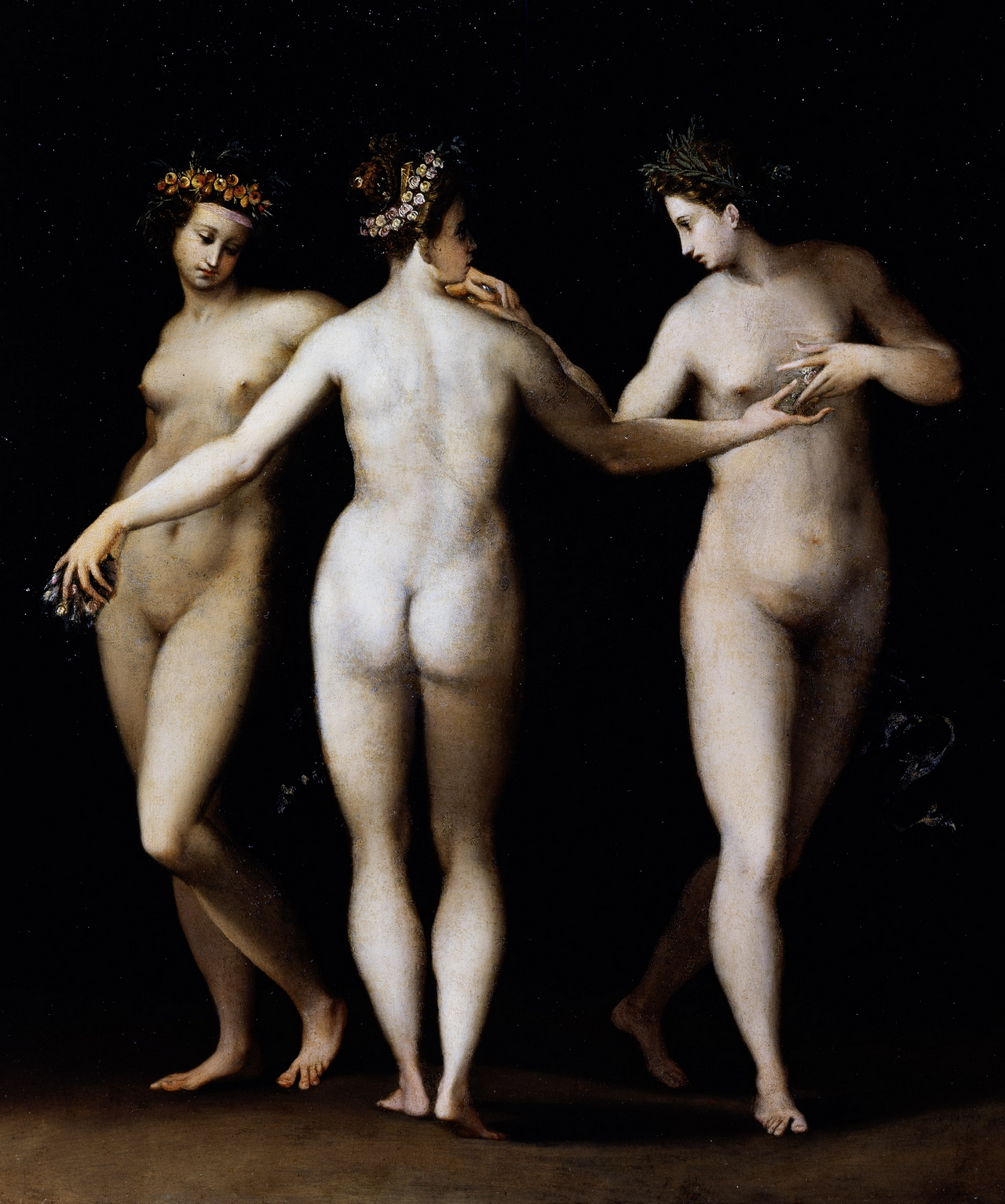 Francesco Morandini detto il Poppi Le tre Grazie 1570 circa Olio su rame, 30x25 cm Su concessione del Mic – Gallerie degli Uffizi, Firenze