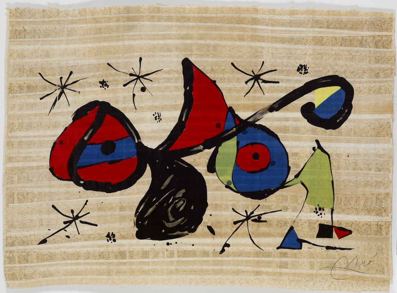 02 Joan Miró 1893 1983 Omaggio a Joan Mirò Gouache e inchiostro su papiro 1978 joan Miró by SIAE 2025