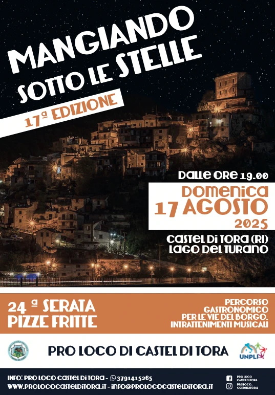 Castel di Tora RI è Mangiando sotto le stelle 17 ago