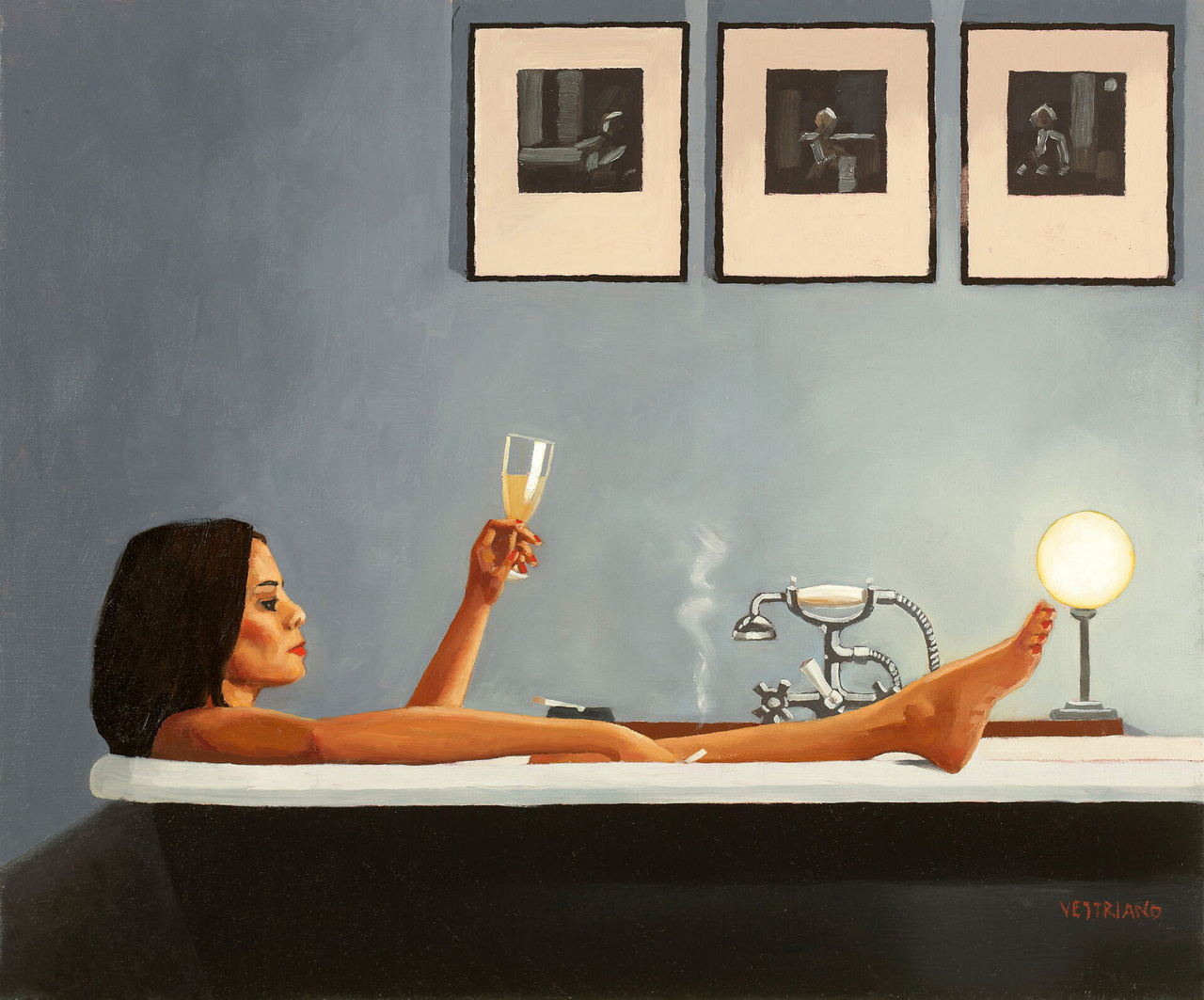 Jack Vettriano Nigh Time Rituals 38x31 cm opera su carta museale 2012 