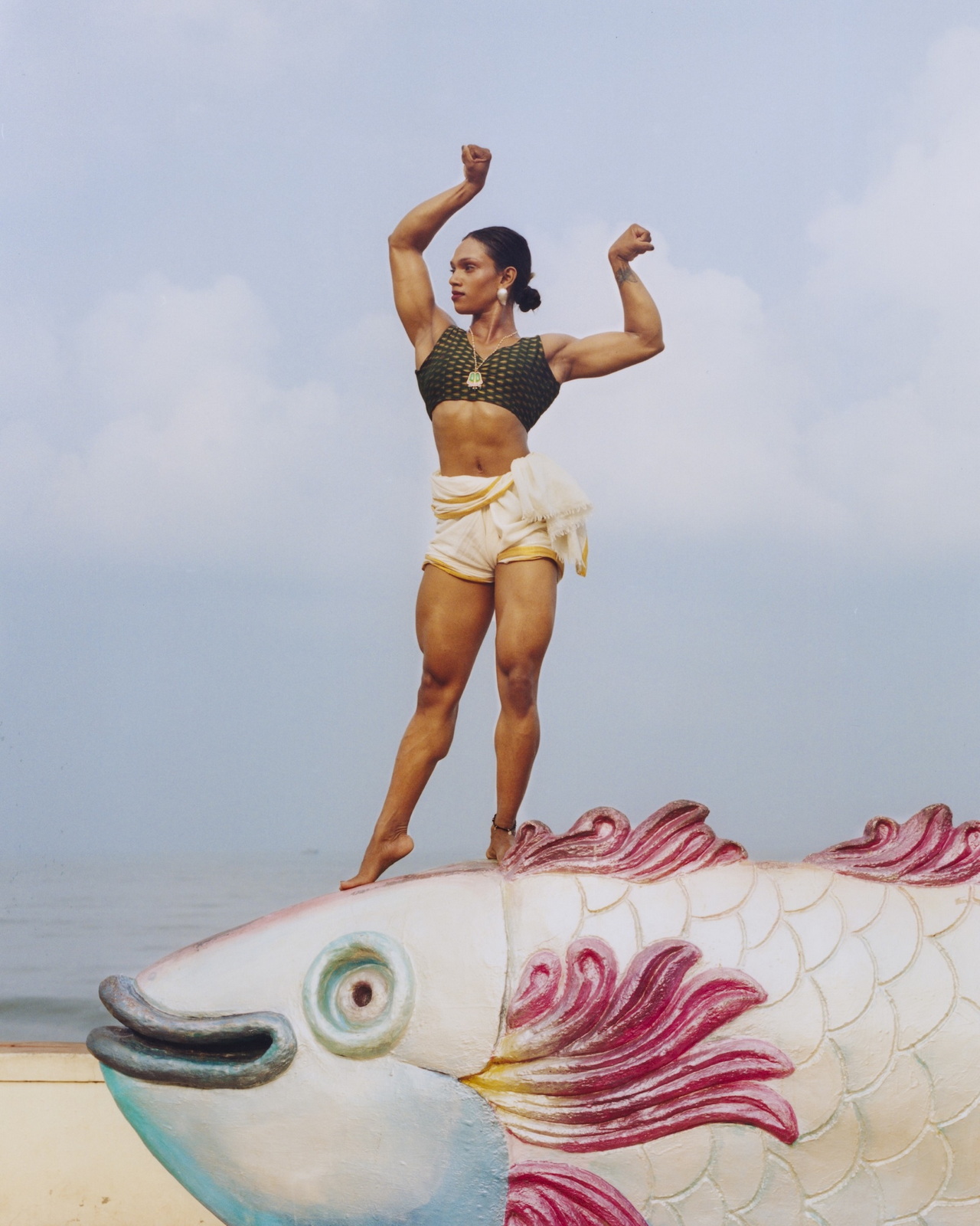Keerthana Kunnath Sandra posing as a Hindu Goddess