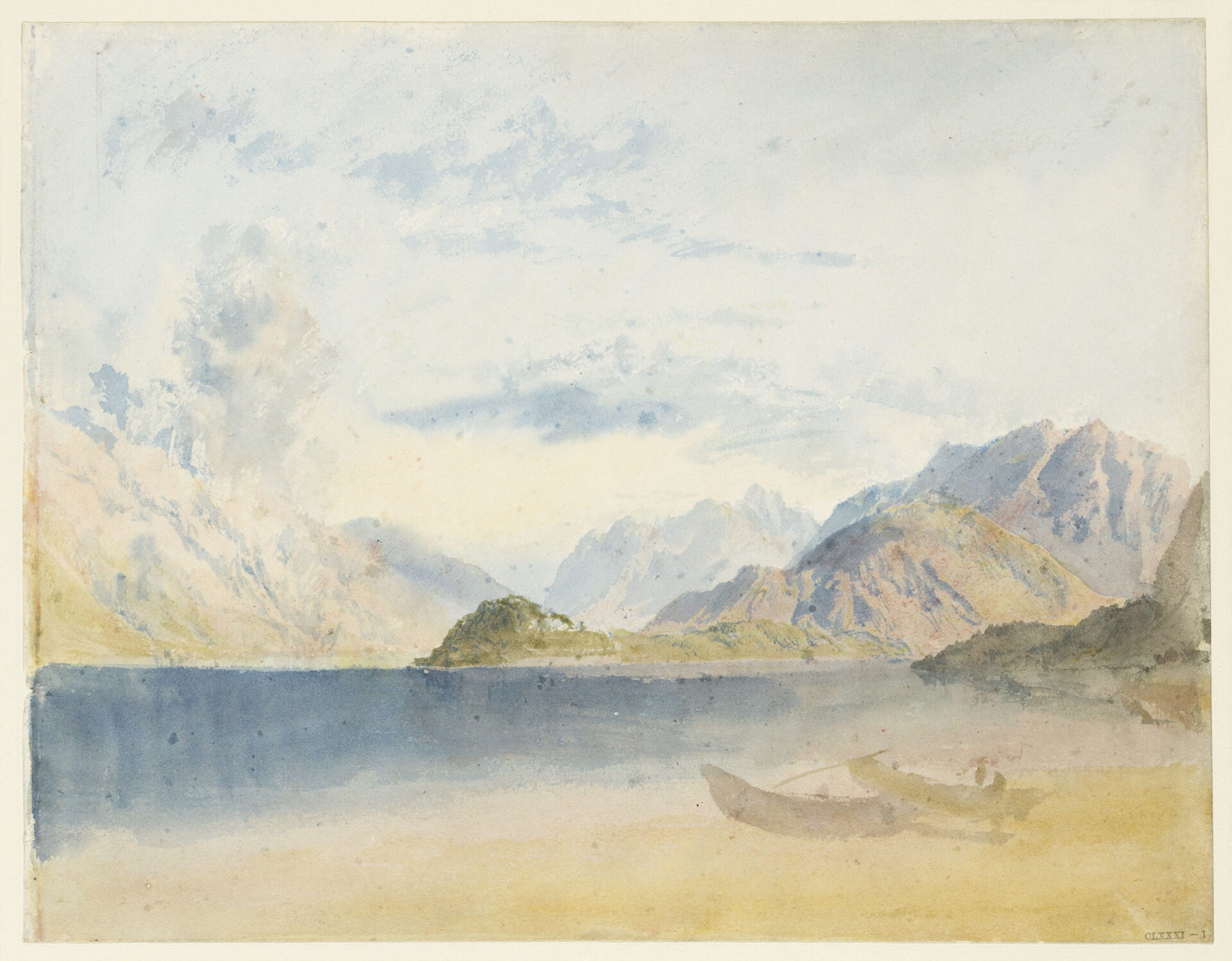 Joseph Mallord William Turner, Lago di Como da Menaggio, guardando verso Bellagio, 1819; © Tate