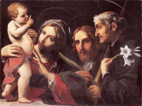 Alessandro Bonvicino detto il Moretto, Madonna con il Bambino e un angelo, 1540-1550,collezione Museo Diocesano Brescia