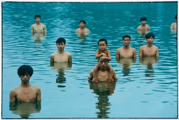 To raise  the water level in a fish pond (close up), Zhang Huan, 1997