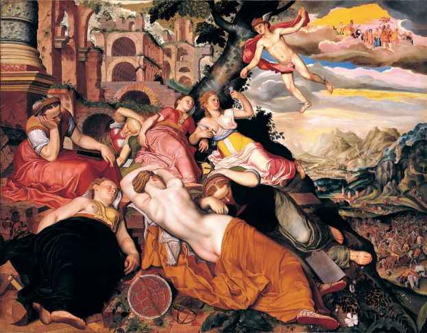 Lucas de Heere, Gand 1534 – Parigi 1584, Le arti liberali in tempo di guerra, 1566 – 1567, Olio su tela