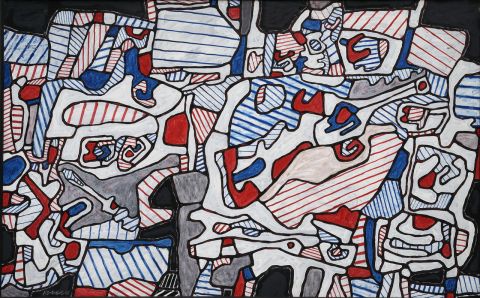 Jean-Dubuffet-Site-domestique-au-fusil-espadon-avec-tête-dInca-et-petit-fauteuil-à-droite-1966-©-2018-Adagp-Paris-Siae-Roma