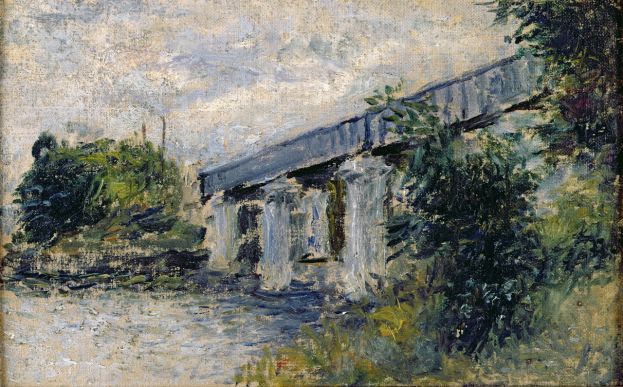 Claude Monet (1840-1926) Il ponte ferroviario di Argenteuil, 1874 Olio su tela, 14×23 cm Parigi, Musée Marmottan Monet, lascito Michel Monet, 1966 Inv. 5037 © Musée Marmottan Monet, Paris / Bridgeman Images