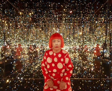 © Yayoi Kusama, Fireflies on the Water, 2002. Mirrors, plexiglass, lights, and water, 111 × 144 1/2 × 144 1/2 in. (281.9 × 367 × 367 cm). Whitney Museum of American Art, New York; purchase with funds from the Postwar Committee and the Contemporary Painting and Sculpture Committee and partial gift of Betsy Wittenborn Miller 2003.322.