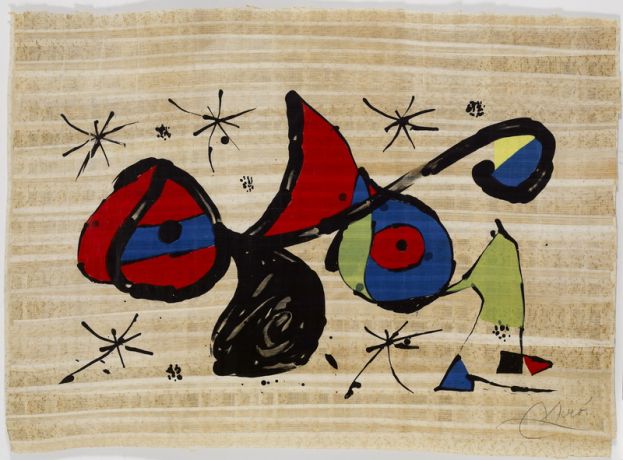 Joan Miró Omaggio a Joan Mirò 1978 Gouache e inchiostro su papiro, 46,5x65,5 cm © Successió Miró, by SIAE 2025