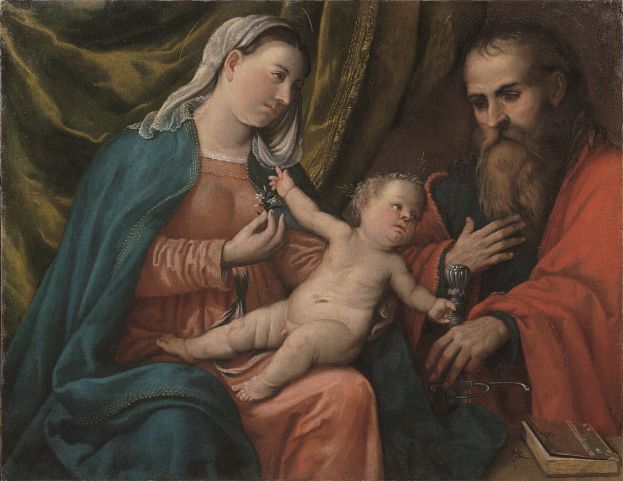 Girolamo di Romano, Romanino, Madonna con Bambino e San Paolo, 1540