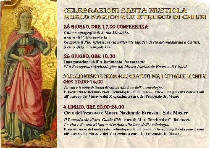 Iniziative per i festeggiamenti di Santa Mustiola patrona di Chiusi