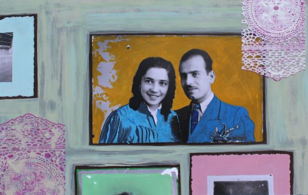 Massimo Amadesi, Zia Wanda e zio Arturo Eleonori,fotografia e tecnica mista su carta, 24x43cm