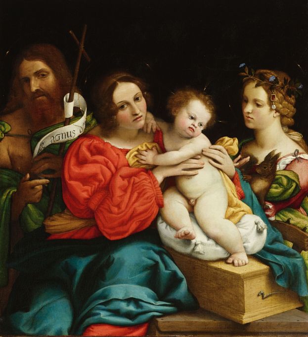  Lorenzo Lotto, Madonna con il Bambino, san Giovanni Battista e santa Caterina