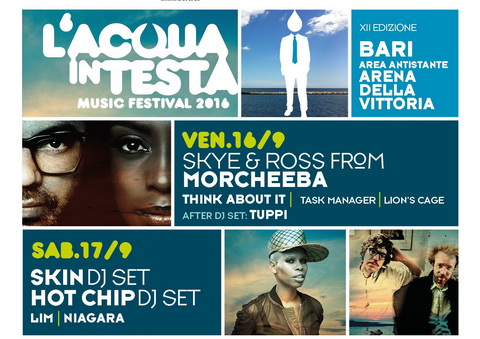 L'Acqua in Testa music festival - Bari dal 16 al 18 Settembre