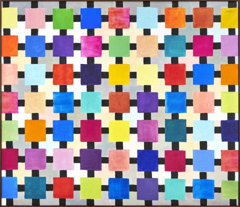 Untitled (Chromatic Constellation, 2020 Acrylic on canvas 149 x 174 cm´ Archiv Mack und VG Bildkunst Bonn, 2026.