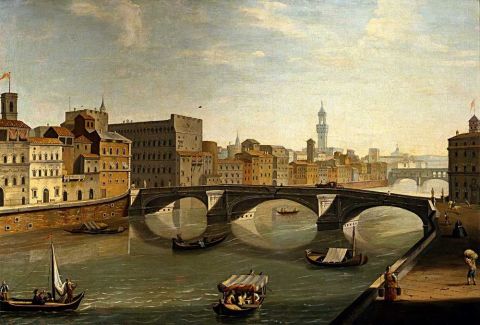 Vincenzo Torregiani Veduta dell’Arno con ponte Santa Trinita 1750 c.